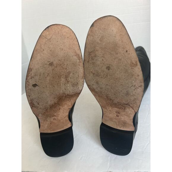 Coach Maely Soft Black Leather Knee High Riding  Gold Buckle Accent Boots Sz 8.5 - Picture 12 of 15